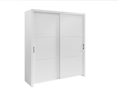 Biała szafa nowoczesna glamour Flavio 185cm biała czarne uchwyty dwudrzwiowa