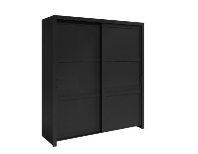 Czarna szafa nowoczesna glamour Flavio 185cm czarne uchwyty dwudrzwiowa