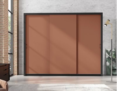 Wyjątkowa kolorowa szafa przesuwna. Nowoczesny design, długi drążek, dużo półek.l Szafa 255cm głębia sahary, brąz, jasny brąz