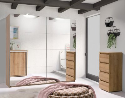 Lustrzana szafa dario san remo z dwoma drążkami, dwudrzwiowa, do przedpokoju, do spialni, przesuwna szafa