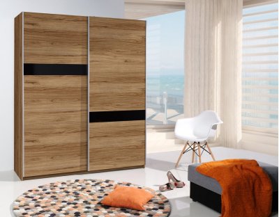 Szafa VITALE dąb catania z szybą czarny lacobel 175cm, szafa młodzieżowa