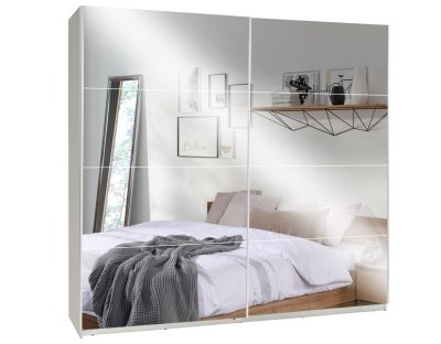 Elegancka szafa przesuwna TINO 1 z lustrami, lustrzana, trwała, 225cm biała sonoma, szara