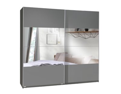 Szafa przesuwna TINO 2 225cm z lustrem dąb szara