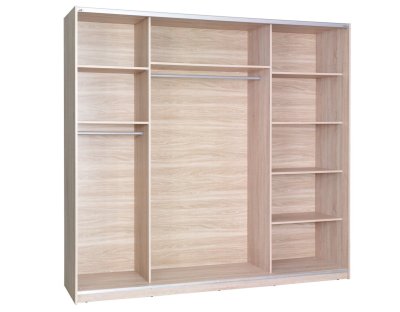 Elegancka szafa przesuwna TINO 2 z lustrami, lustrzana, trwała, 225cm biała sonoma, szara