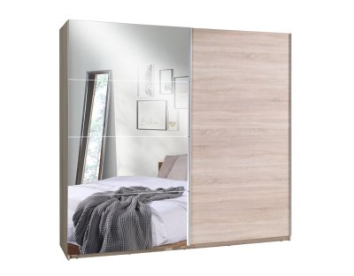 Szafa przesuwna TINO 3 225cm z lustrem dąb sonoma