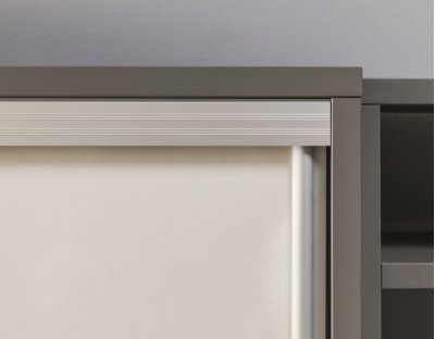 Nowoczesna szafa przesuwna 206cm ZINA szara, popiel, biały połysk. Szafa do pokoju młodzieżowego lub do biura z lustrem