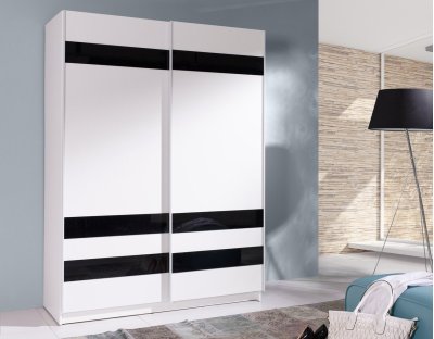 Szafa przesuwna nowoczesna biało czarna z lacobel 150cm