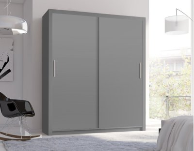 Szafa przesuwna szara z uchwytami, nowoczesna, z drazkiem, klasyczna, 180cm