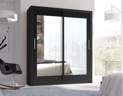 Szafa przesuwna Matteo, 4 kolory, z uchwytami, nowoczesna, z drazkiem, klasyczna, 180cm, czarna