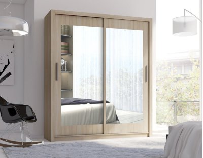 Szafa przesuwna Matteo, 4 kolory, z uchwytami, nowoczesna, z drazkiem, klasyczna, 180cm, dąb sonona