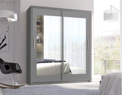 Szafa przesuwna Matteo, 4 kolory, z uchwytami, nowoczesna, z drazkiem, klasyczna, 180cm, szara