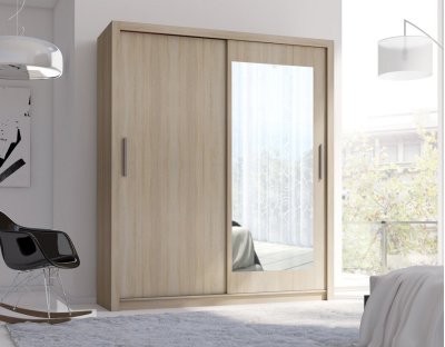 Szafa przesuwna Matteo, 4 kolory, z uchwytami, nowoczesna, z drążkiem, klasyczna, 180cm, dąb sonoma