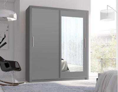 Szafa przesuwna Matteo, 4 kolory, z uchwytami, nowoczesna, z drążkiem, klasyczna, 180cm, szara