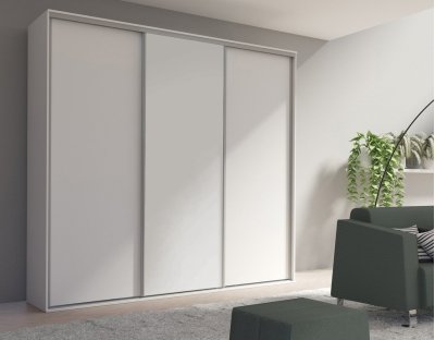 Duża i praktyczna szafa przesuwna do garderoby, sypialni. Trzydrzwiowa szafa GIULIA pojemna 254cm biała