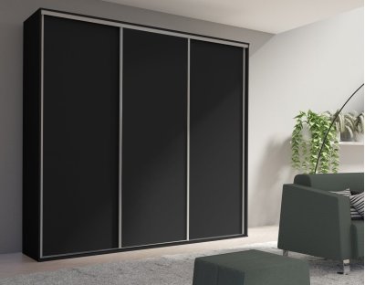 Duża i praktyczna szafa przesuwna do garderoby, sypialni. Trzydrzwiowa szafa GIULIA pojemna 254cm czarna