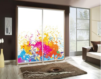 Szafy przesuwne do sypialni, młodzieżowe, oryginalne. Szafa z nadrukiem, grafiką - ART 2 - maziaje, farba, rozbryzg