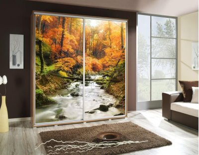 Szafy przesuwne do sypialni, młodzieżowe, oryginalne. Szafa z nadrukiem, grafiką - POTOK - krajobraz