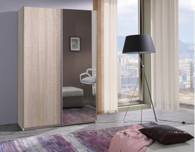 Szafa przesuwna FABIO 135cm z lustrem, dąb sonoma