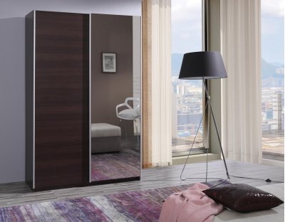 Szafa przesuwna FABIO 135cm z lustrem, kasztan wenge