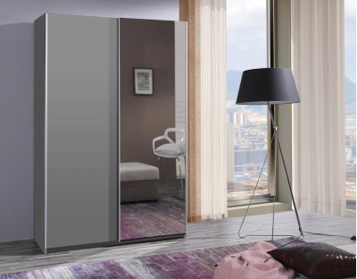 Szafa przesuwna FABIO 135cm z lustrem, szara