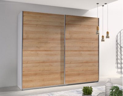 Nowoczesne szafy przesuwne - LORENZO 25 244cm. Pojemna i praktyczna szafa przesuwna fronty dąb riviera