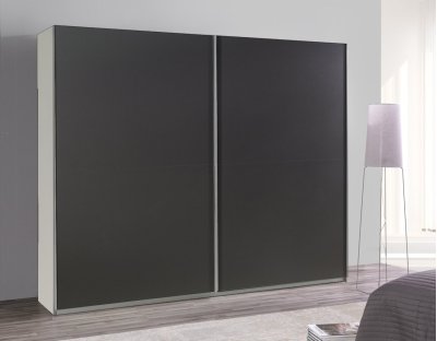 Nowoczesne szafy przesuwne - LORENZO 18 244cm. Pojemna i praktyczna szafa przesuwna grafitowa, szara